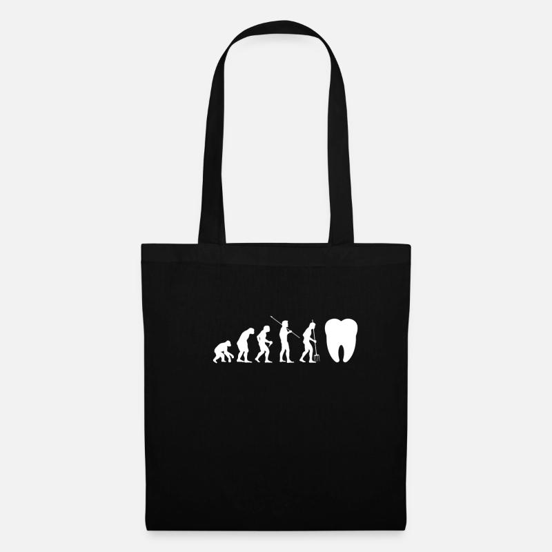 Evolution Zahnarzt Shirt Geschenk - Stoffbeutel - Schwarz