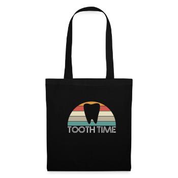 Tooth Time Vintage Rétro Dentiste - Sac en tissu - noir - Devant