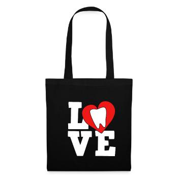Love Zahnarzt Shirt Geschenk - Stoffbeutel - Schwarz - Vorne