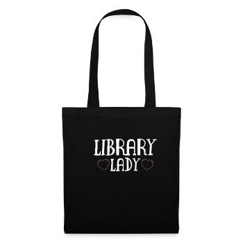 Library Lady Shirt Geschenk - Stoffbeutel - Schwarz - Vorne