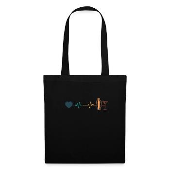 Herzschlag Herzlinie Herzfrequenz Barkeeper Shirt - Stoffbeutel - Schwarz - Vorne