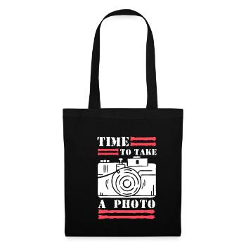 Time To Take A Photo Shirt Geschenk - Stoffbeutel - Schwarz - Vorne