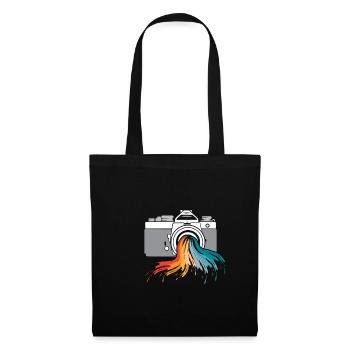 Photographe Appareil photo Chemise Cadeau Arc-en-ciel - Sac en tissu - noir - Devant