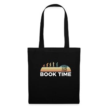 Vintage Retro Evolution Book Time Shirt Geschenk - Stoffbeutel - Schwarz - Vorne