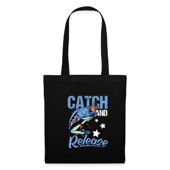 Catch And Release Shirt Angler Geschenk - Stoffbeutel - Schwarz - Vorne