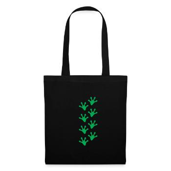 Forsch Fußspuren Shirt Geschenk - Stoffbeutel - Schwarz - Vorne