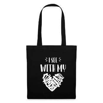 I See With My Heart Shirt Geschenk Blinder Mensch - Stoffbeutel - Schwarz - Vorne