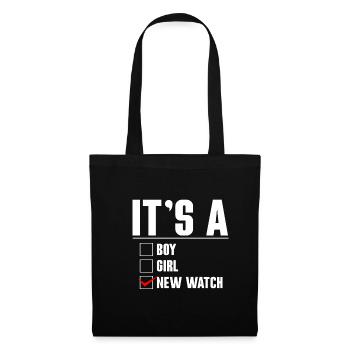 It´s A Boy Girl New Watch Shirt Uhrensammler - Stoffbeutel - Schwarz - Vorne