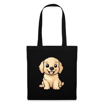 Golden Retriever Hund Niedlich - Stoffbeutel - Schwarz - Vorne