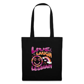 Live Laugh Lesbian - Stoffbeutel - Schwarz - Vorne