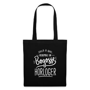 bogosse Horloger cadeau horloger humour - Sac en tissu - noir - Devant