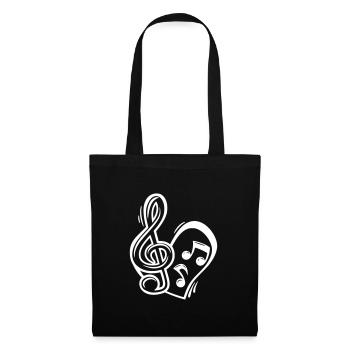 Musique coeur clé de partitions note de musique amour - Sac en tissu - noir - Devant