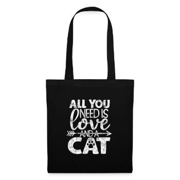 Tout ce dont vous avez besoin, c’est d’amour et d’un chat - Dictons de chat - Sac en tissu - noir - Devant