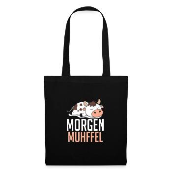 Kuh Morgen Muhffel Lustiges Kuh - Stoffbeutel - Schwarz - Vorne