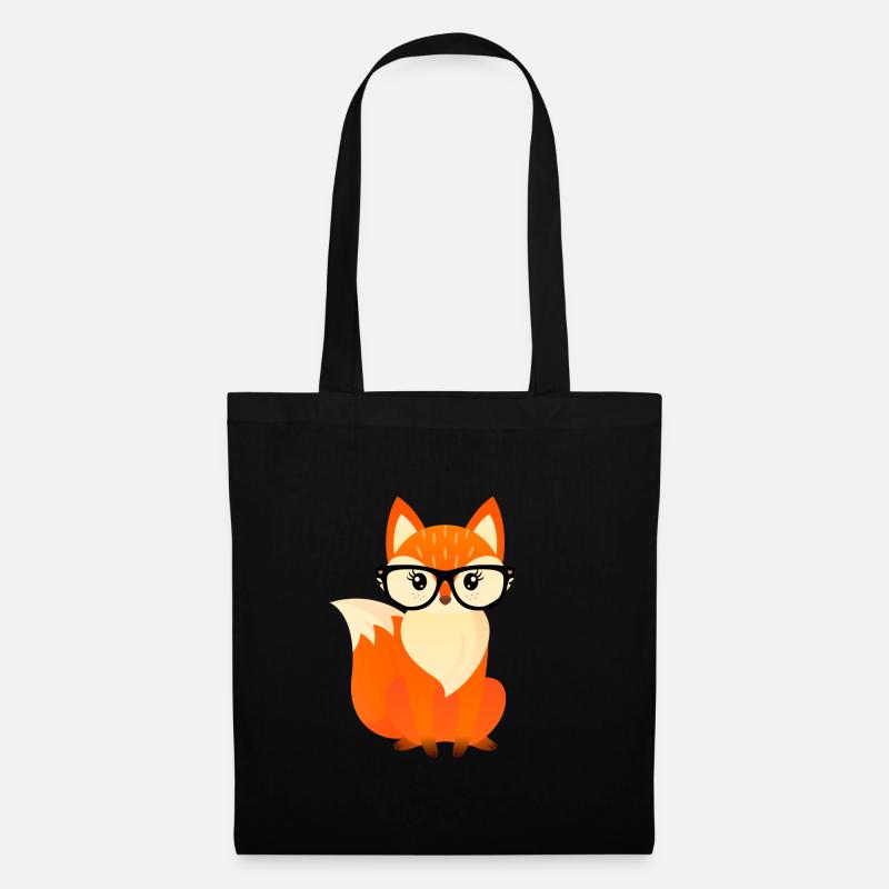 Geek Fox With Glasses - Sac en tissu - noir