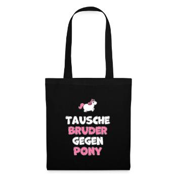 Bruder Pony lustiges Geschwister Geschenk - Stoffbeutel - Schwarz - Vorne