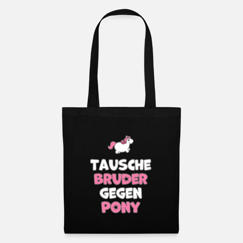 Bruder Pony lustiges Geschwister Geschenk - Stoffbeutel - Schwarz