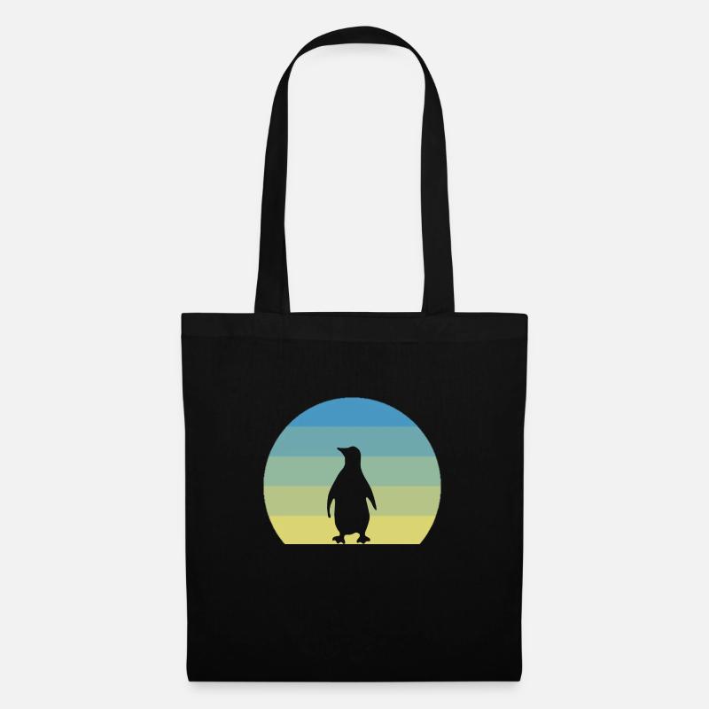 Retro Grün Pinguin - Stoffbeutel - Schwarz