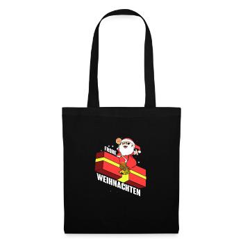 Cooles Weihnachtsgeschenk mit Frohe Weihnachten - Stoffbeutel - Schwarz - Vorne