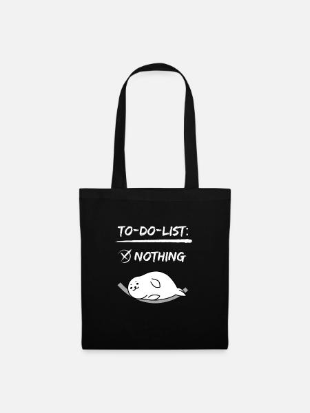 to do list nothing chillen geschenk idee schlafen - Stoffbeutel - Schwarz