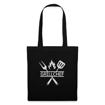 GRILL CHEF KOCH SPRUCH GESCHENK IDEE - Stoffbeutel - Schwarz - Vorne