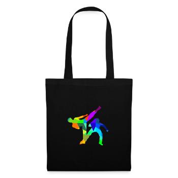 Capoeira Regenbogen Farben Polygon Sport - Stoffbeutel - Schwarz - Vorne