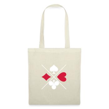 Symboles du jeu de cartes Pique, Carreau, Trèfle, Coeur en blanc - Sac en tissu - nature - Devant
