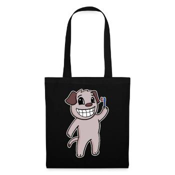 Dog with toothbrush - Tote Bag - black - Front