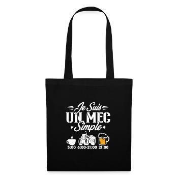 Je suis un mec simple cafe tracteur l'apéro - Sac en tissu - noir - Devant
