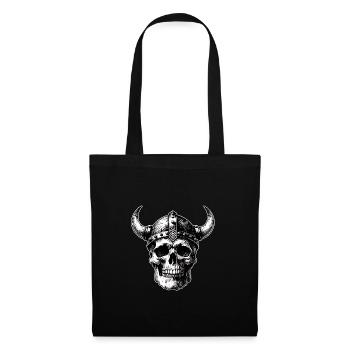 Skull with helmet and horns on splashes of paint - Tote Bag - black - Front