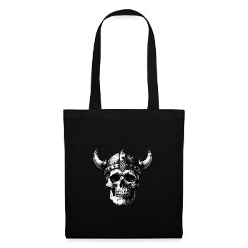 Skull with helmet and horns on splashes of paint - Tote Bag - black - Front