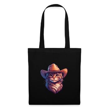 Cowboy-Katze - Stoffbeutel - Schwarz - Vorne