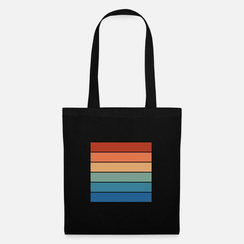 Retro Regenbogen Rechteck Hintergrund Motiv - Stoffbeutel - Schwarz
