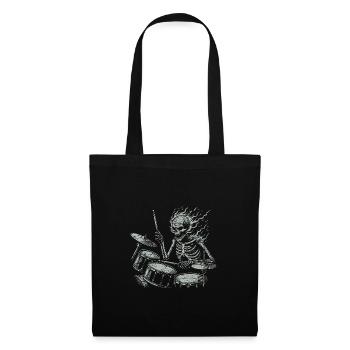 Squelette de crâne de batteur sur la batterie - Sac en tissu - noir - Devant