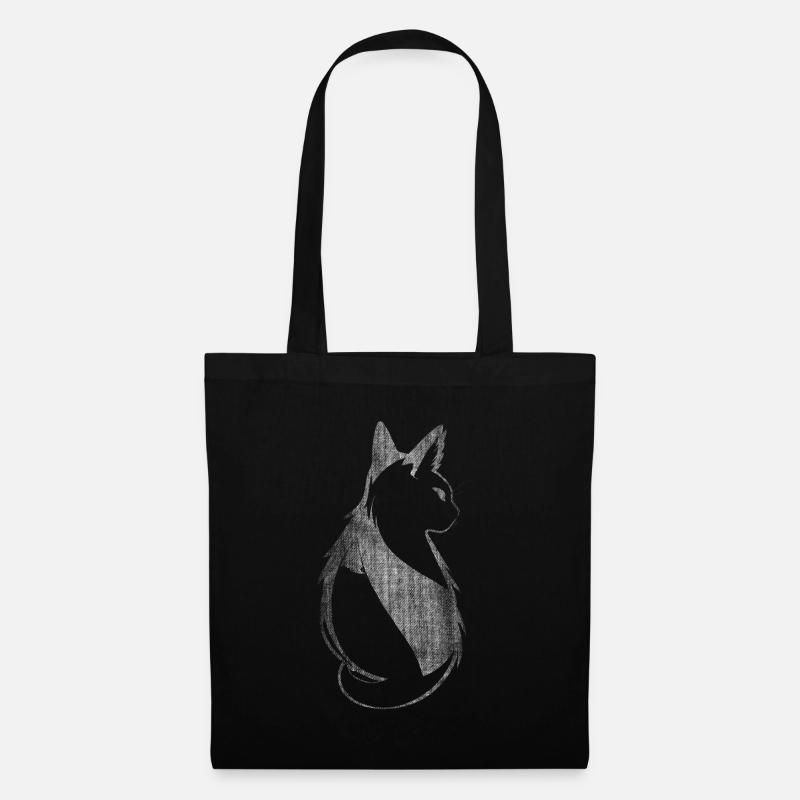 Katze von hinten cooles Design - Stoffbeutel - Schwarz