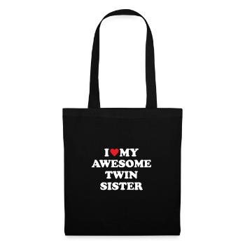 I Love My Awesome Twin Sister - Stoffbeutel - Schwarz - Vorne