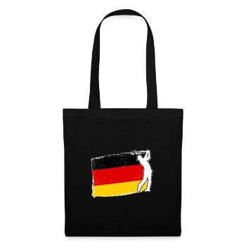 Golfspieler Deutschland Flagge Golf - Stoffbeutel - Schwarz - Vorne