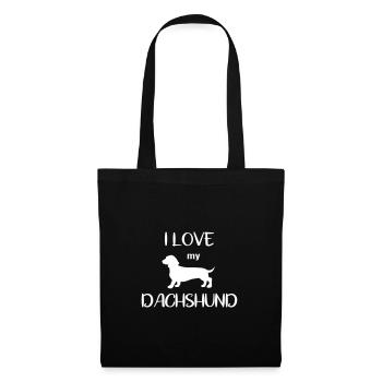 Dackel Hundehalter Geschenk I love My Dachshund - Stoffbeutel - Schwarz - Vorne