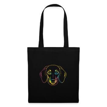 Hund Dackel - Stoffbeutel - Schwarz - Vorne