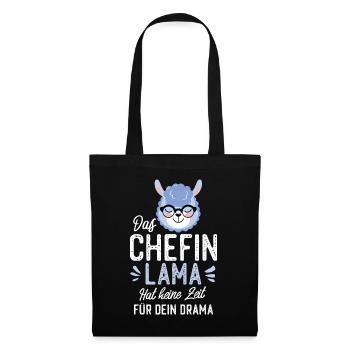 Chefin Lama Spruch Lustige Geschenkidee - Stoffbeutel - Schwarz - Vorne
