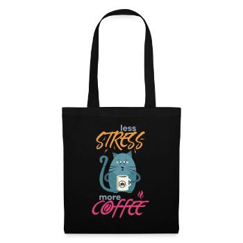 Less Stress More Coffee - Chats Drôles et Café - Sac en tissu - noir - Devant