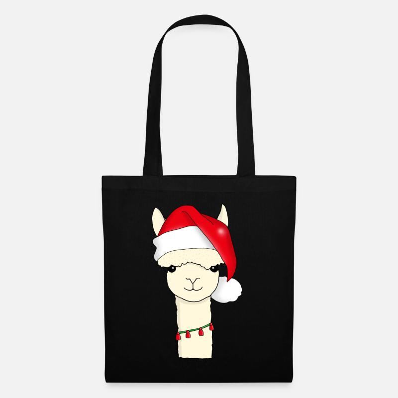 Alpaka Tier Weihnachten - Stoffbeutel - Schwarz