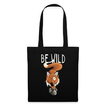 Be Wild Fuchs - Füchse - Fox - Wildtier - Geschenk - Stoffbeutel - Schwarz - Vorne