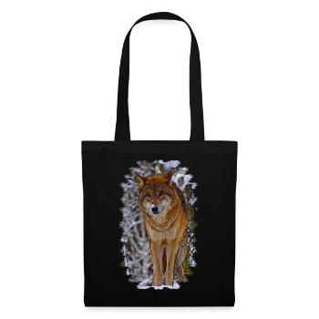 loup - Sac en tissu - noir - Devant