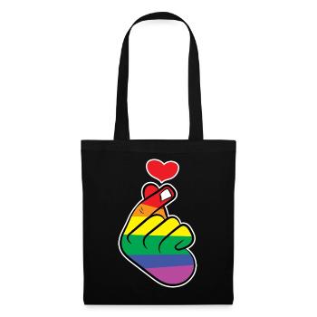 Herz Regenbogen Liebe Meinungsfreiheit Frieden - Stoffbeutel - Schwarz - Vorne