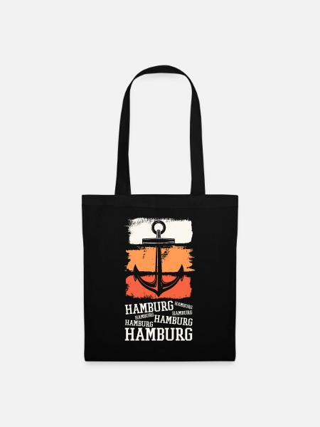 Hamburg Deutschland Stadt Anker Vintage Retro - Stoffbeutel - Schwarz