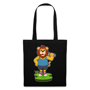 Lion Bodybuilder Dumbbell Bodybuilding - Sac en tissu - noir - Devant