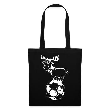 fußball Elch Hirsch lustig Ball Weihnachten Symbol - Stoffbeutel - Schwarz - Vorne