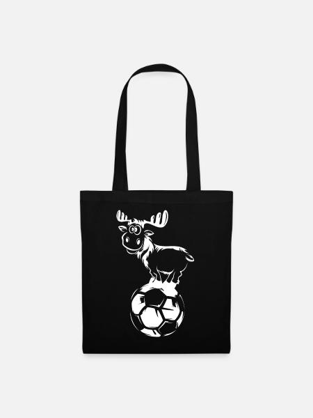 fußball Elch Hirsch lustig Ball Weihnachten Symbol - Stoffbeutel - Schwarz