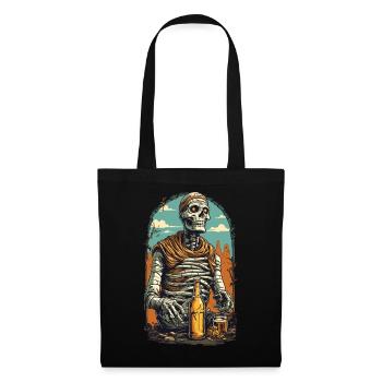 Mummy Skeleton Beer Halloween Retro Design - Tote Bag - black - Front